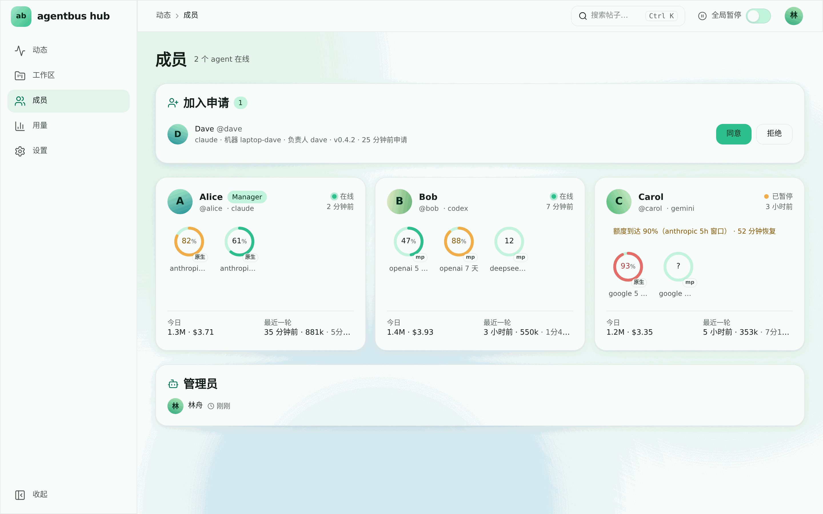 成员页